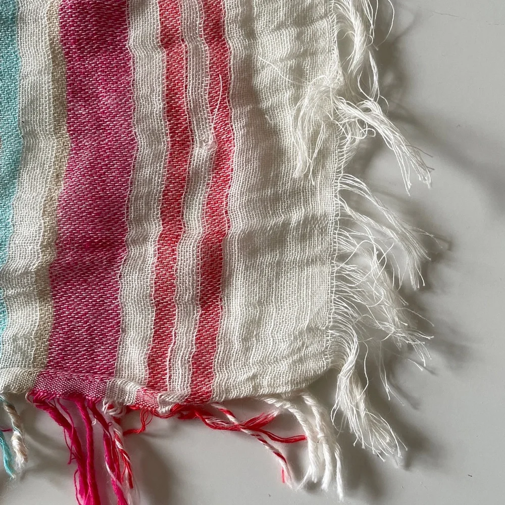 Pistil Malia Scarf Poppy Lightweight Cotton Stripe Fringe Wrap